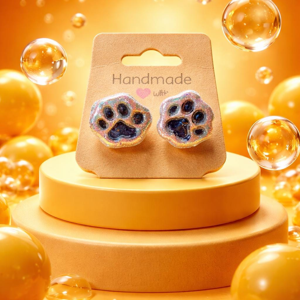 Handmade Paw Studs