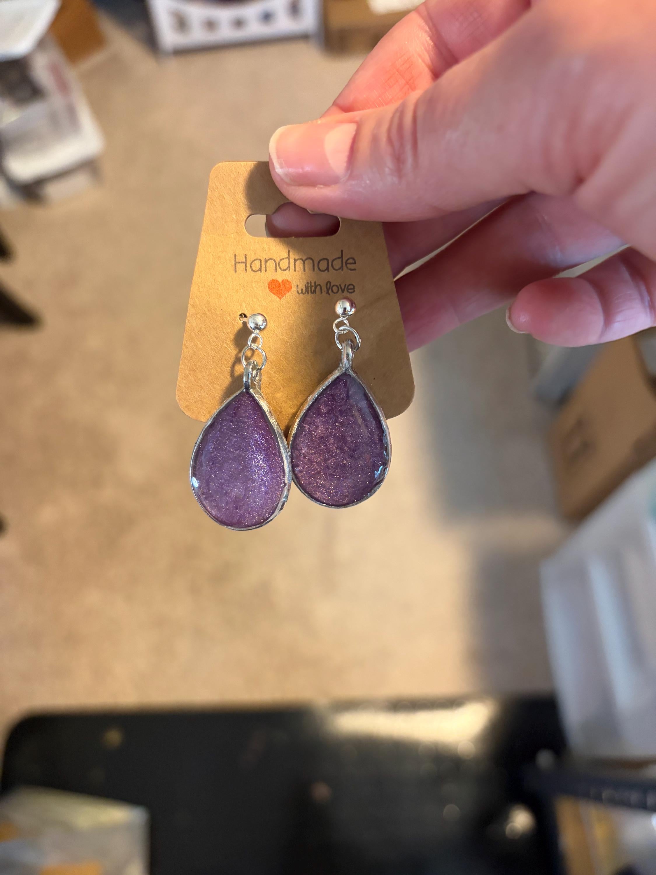 Shimmering Purple Drop Earrings