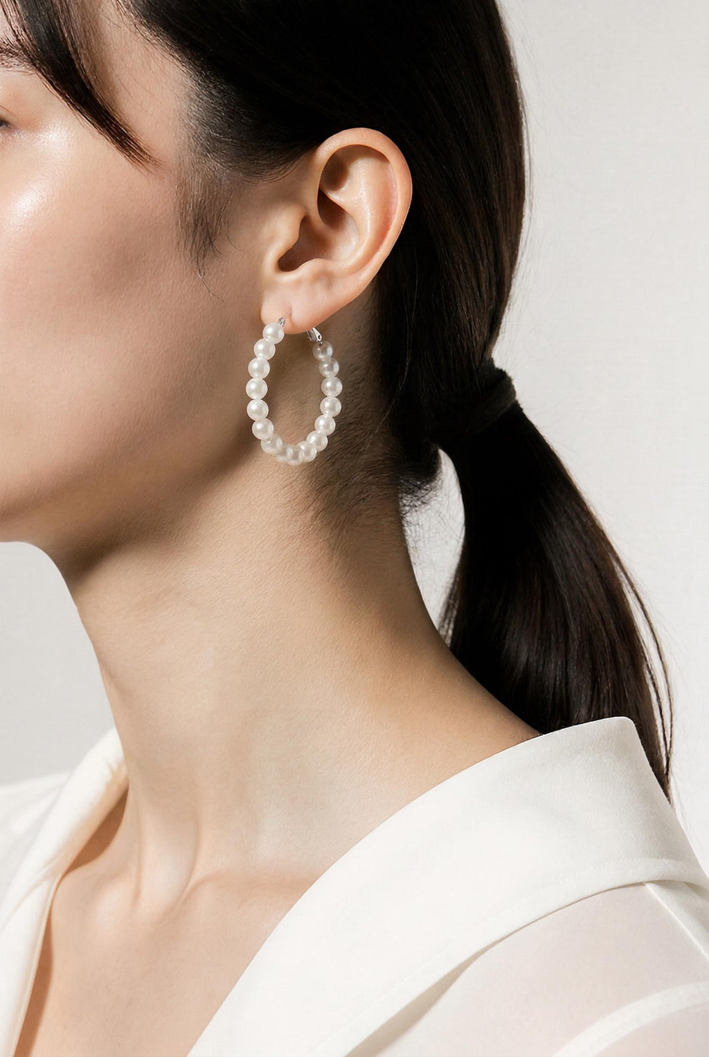 Bead Accent Hoop Earrings