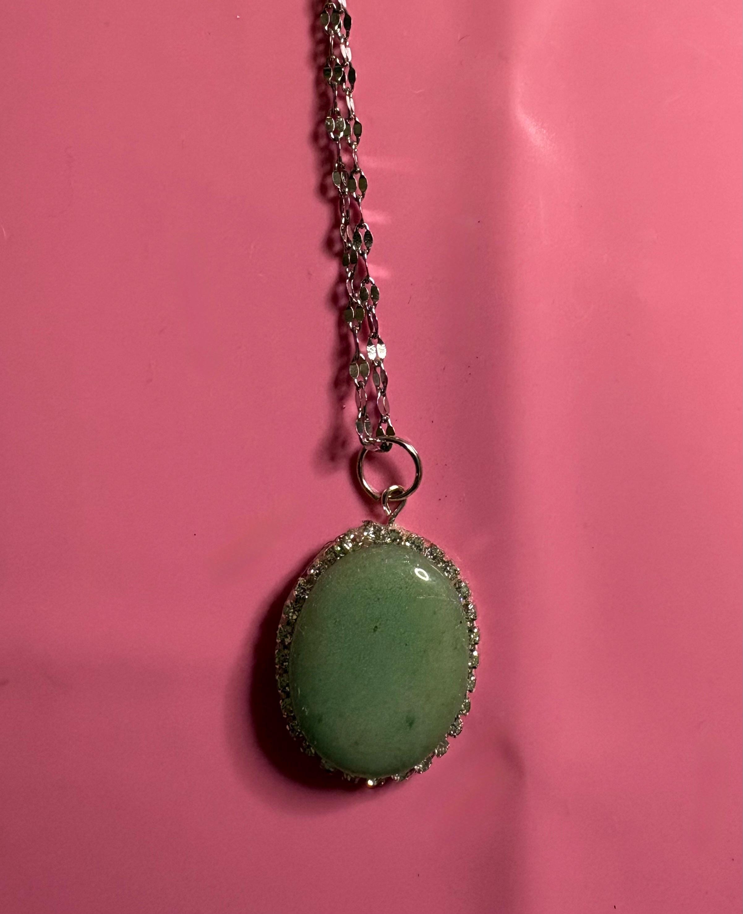 Statement Rhinestone Wrapped Stone Pendant Necklace