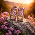 Shimmer Resin and Gold Stone Dangle Earrings