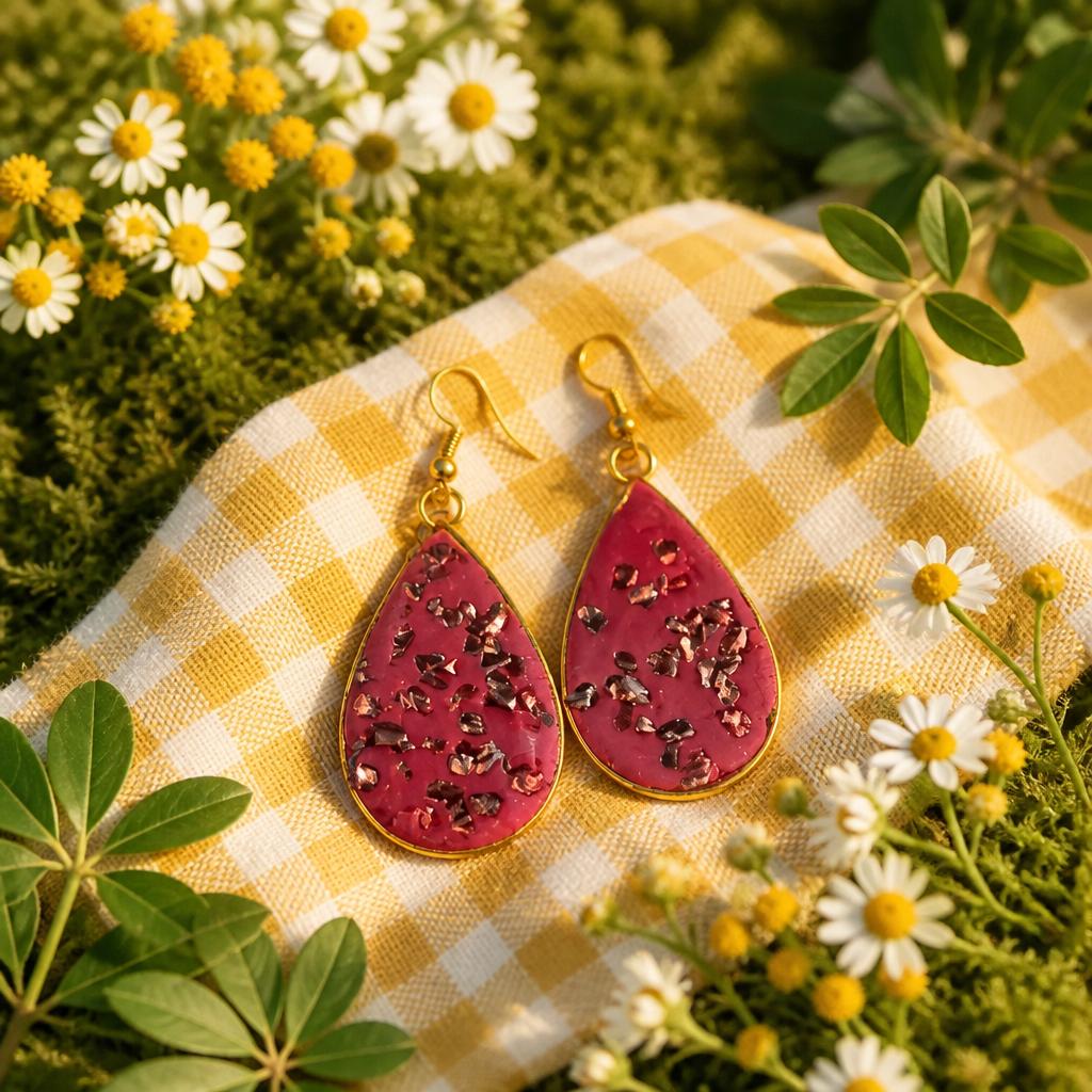 Raspberry Confetti Clay Earrings