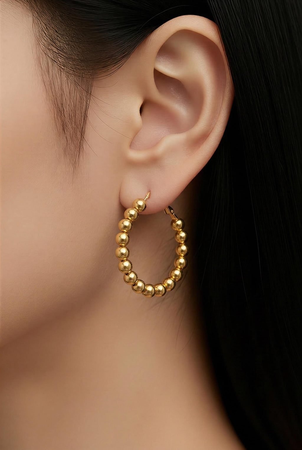 Bead Accent Hoop Earrings