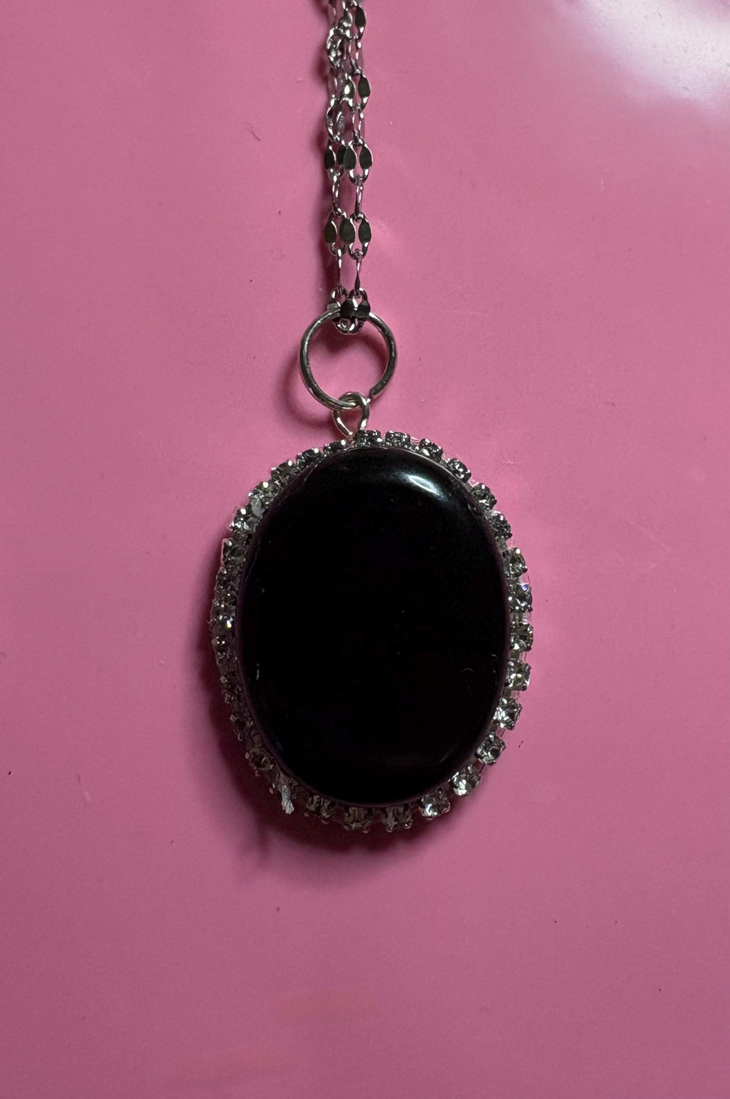 Statement Rhinestone Wrapped Stone Pendant Necklace