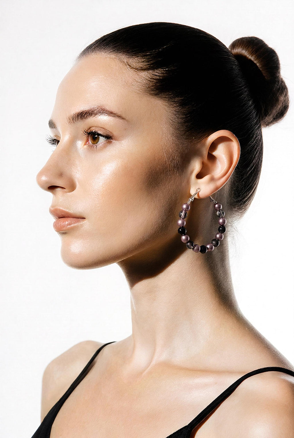 Bead Accent Hoop Earrings