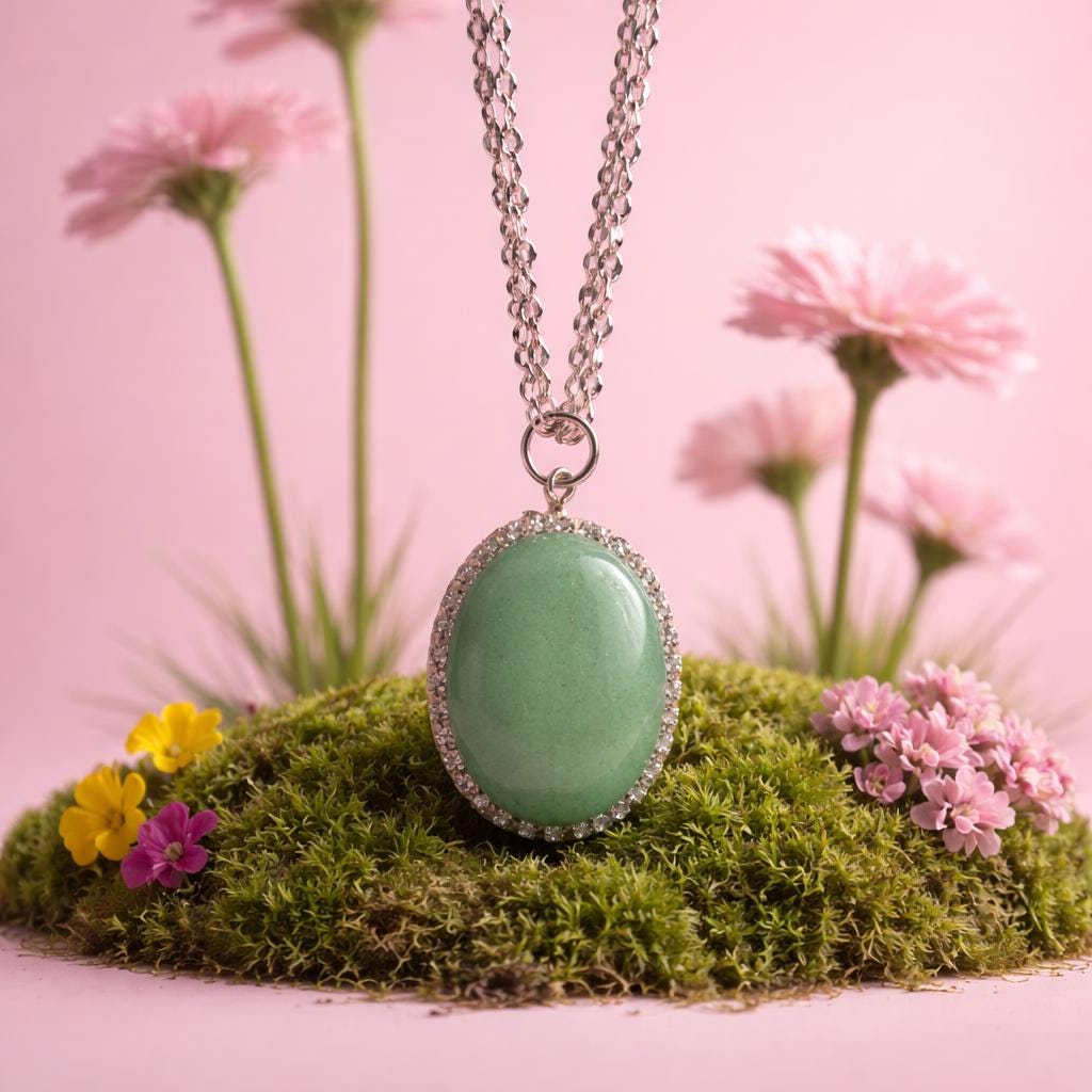 Statement Rhinestone Wrapped Stone Pendant Necklace