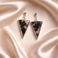 Black and Pink Abstract Triangle Earrings