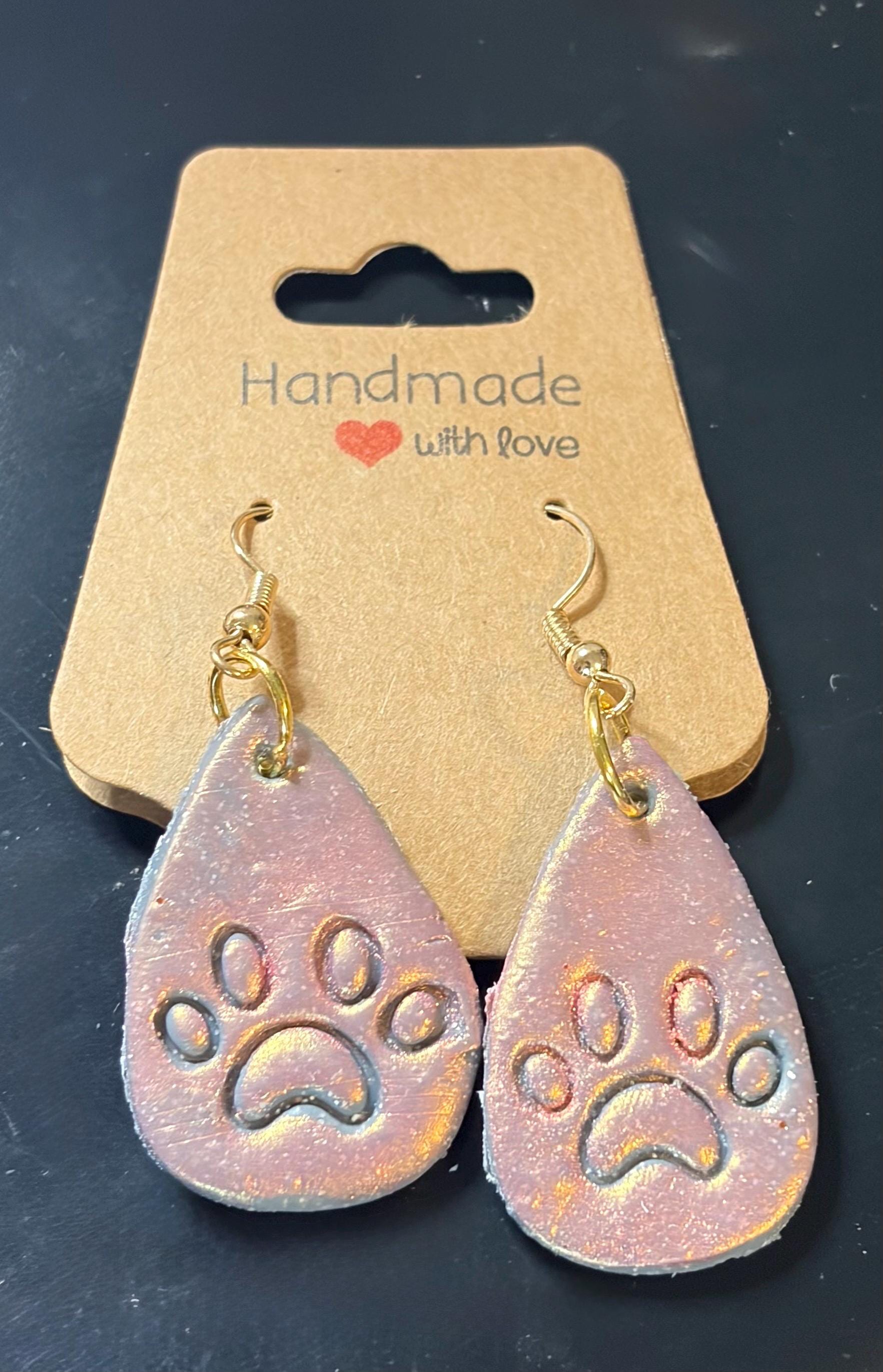 Handmade Paw Print Dangles