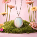 Statement Rhinestone Wrapped Stone Pendant Necklace