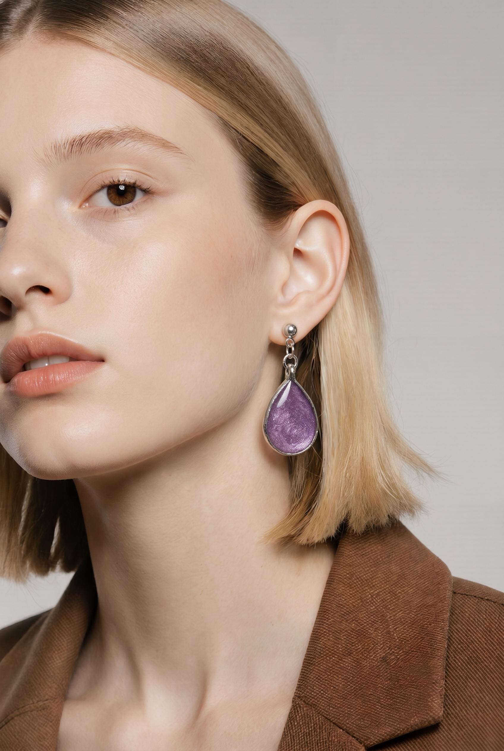 Shimmering Purple Drop Earrings