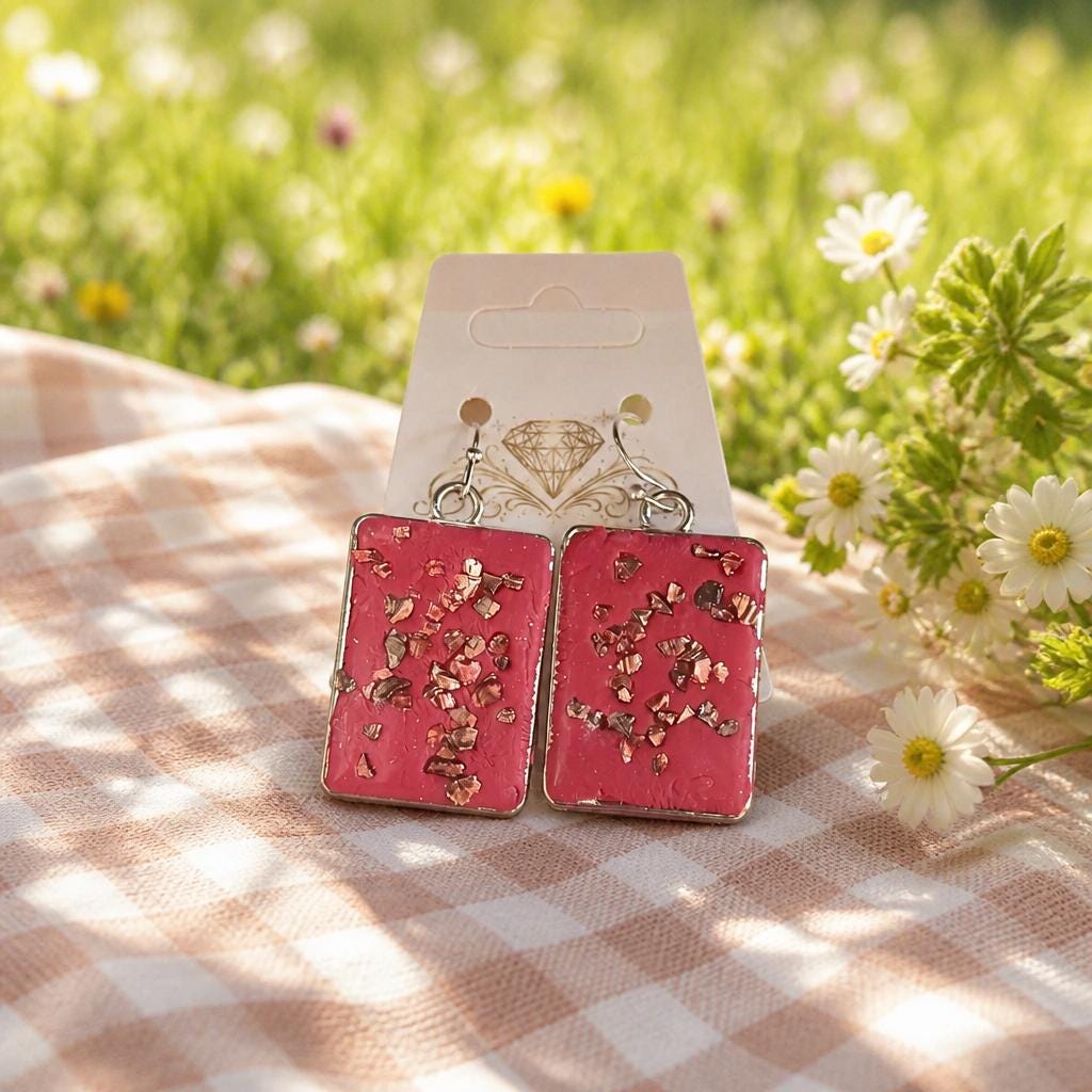 Raspberry Confetti Clay Earrings