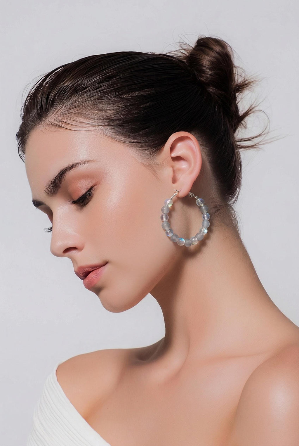 Bead Accent Hoop Earrings