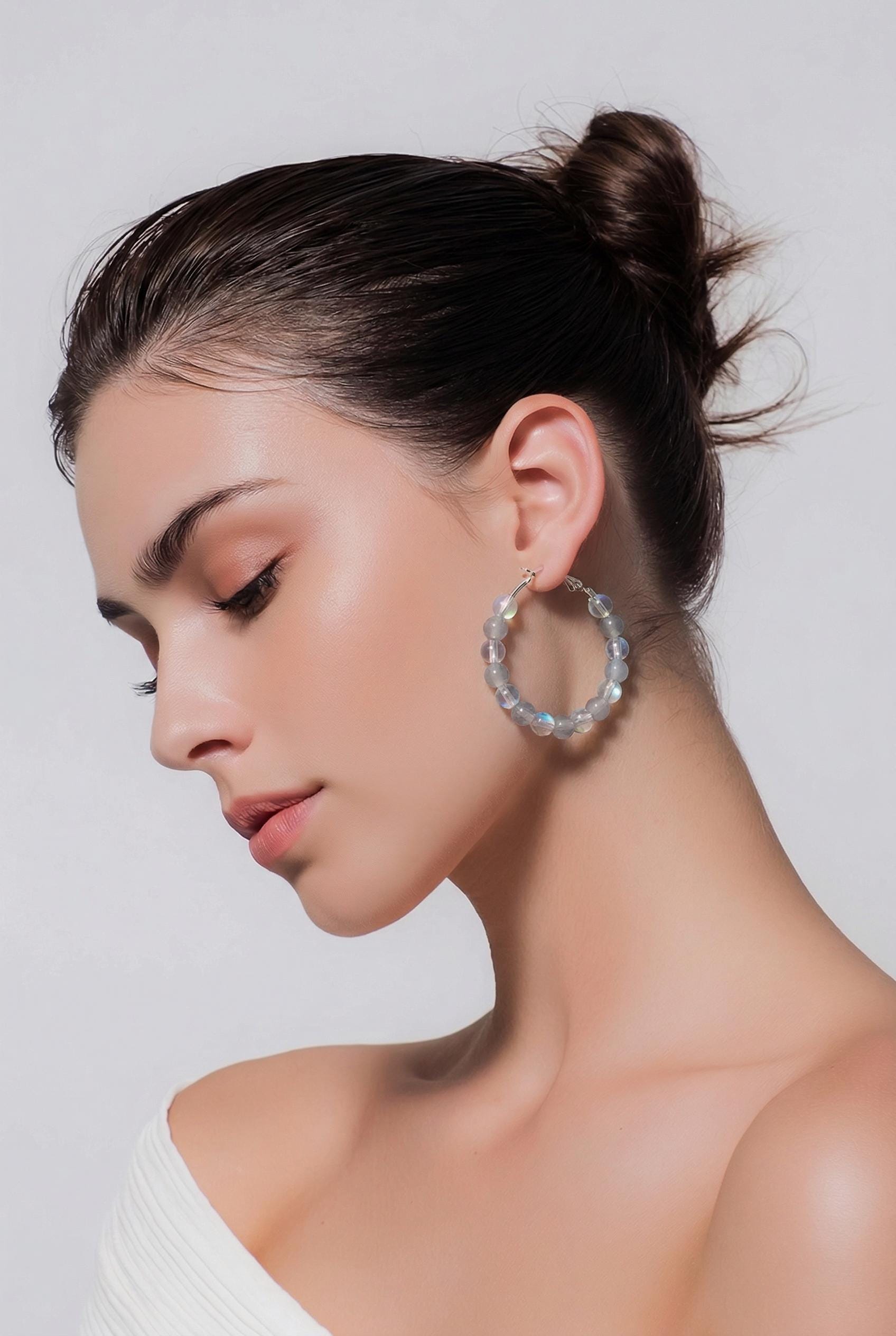 Bead Accent Hoop Earrings