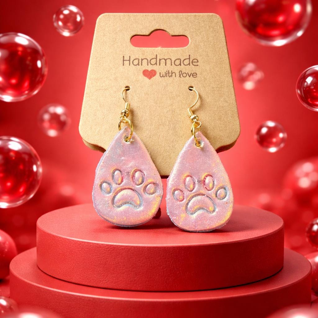 Handmade Paw Print Dangles